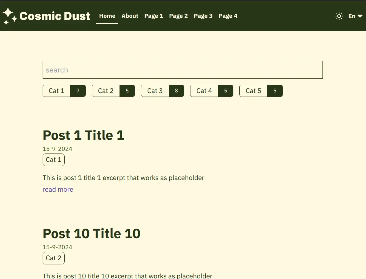 cosmic dust blog web template